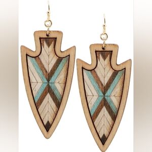 Geometric Earrings - Turquoise and Brown